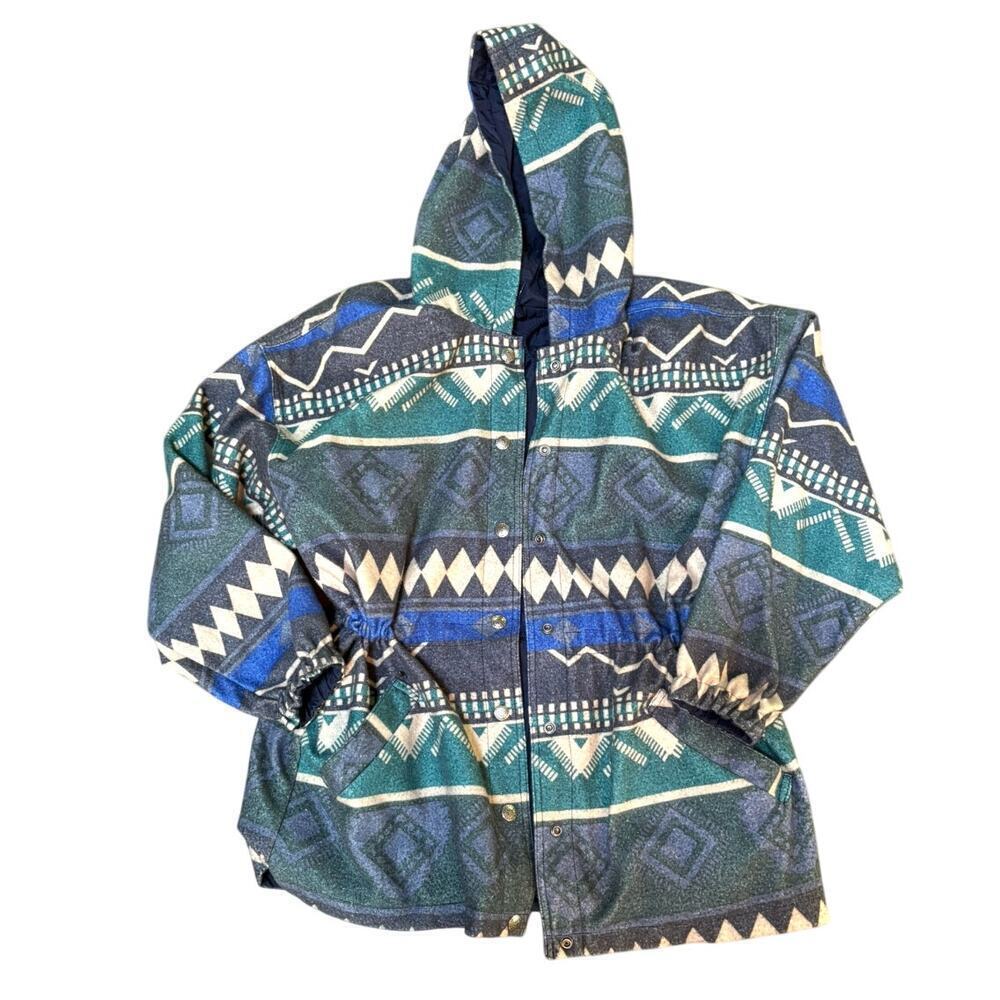 Reversible Aztec Fleece + Shell Jacket (Current Seen, One Size) Y2K